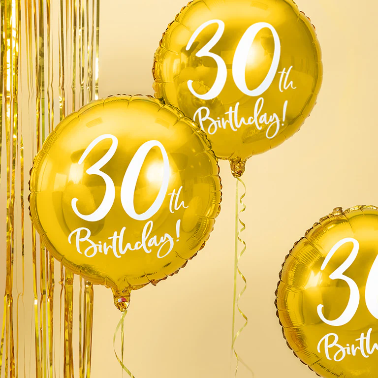 Globo Cumpleaños Foil Ø 45 cm Oro '30th Birthday' - Image 3
