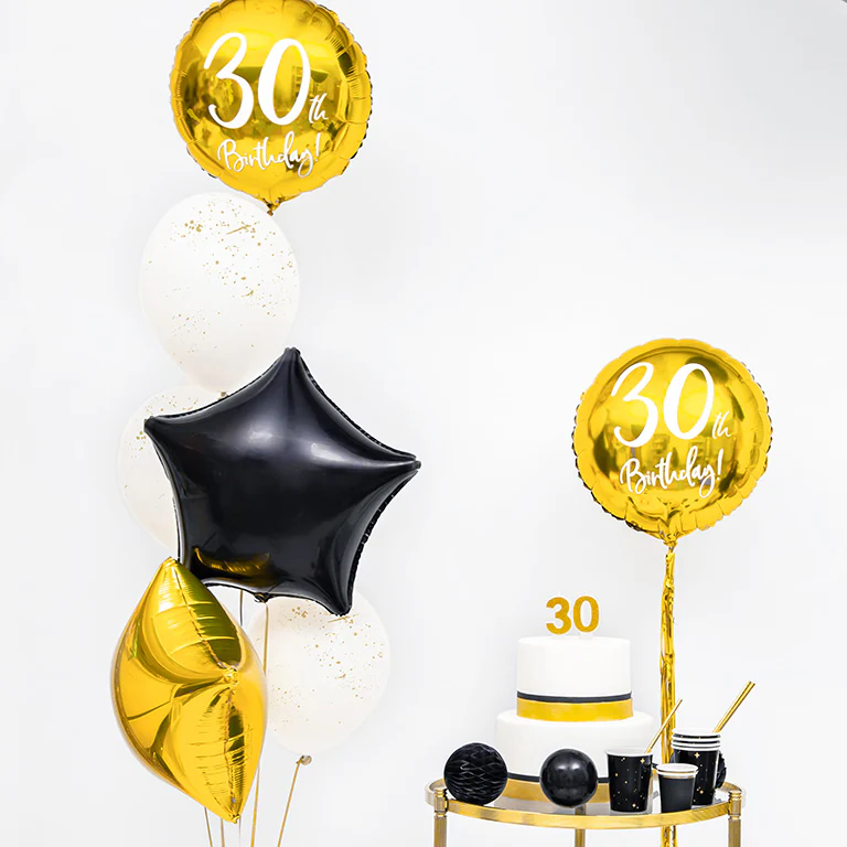 Globo Cumpleaños Foil Ø 45 cm Oro '30th Birthday' - Image 4