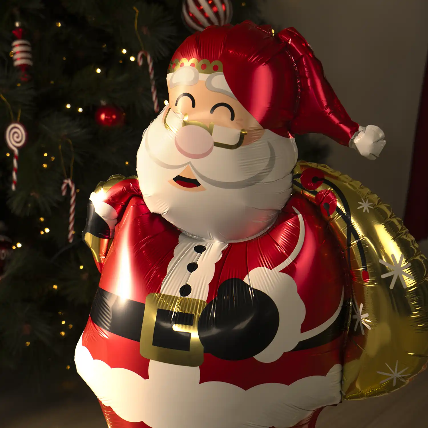 Globo con Base Foil Papá Noel y Estrella Rojo Personalizado Vinilo Blanco - Image 6