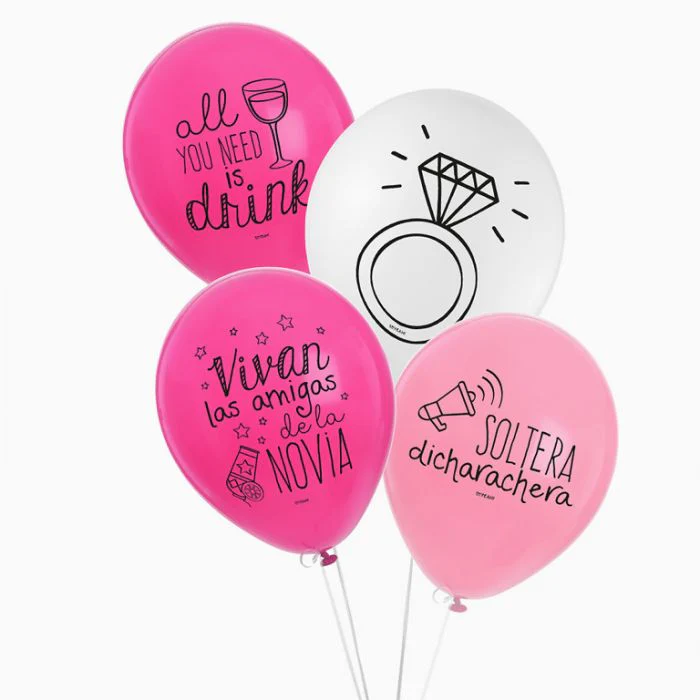 Set Globos Despedida de Soltera Látex con Mensajes