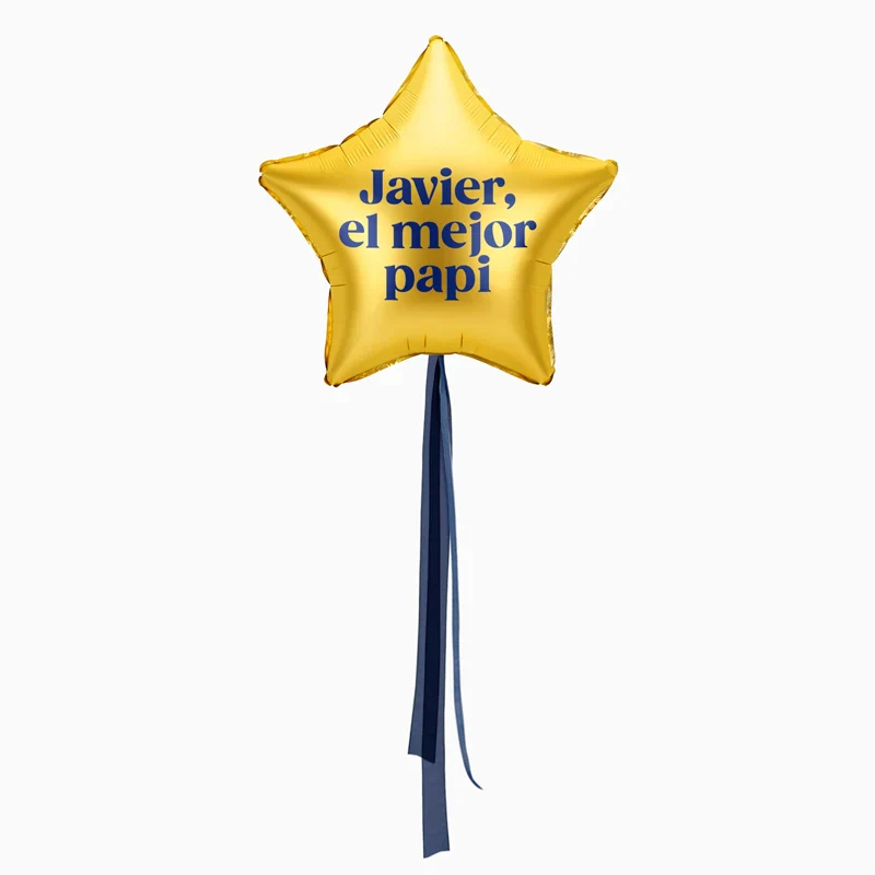 Globo Estrella Oro XL con Telas 'Nombre, el mejor papi' Personalizado