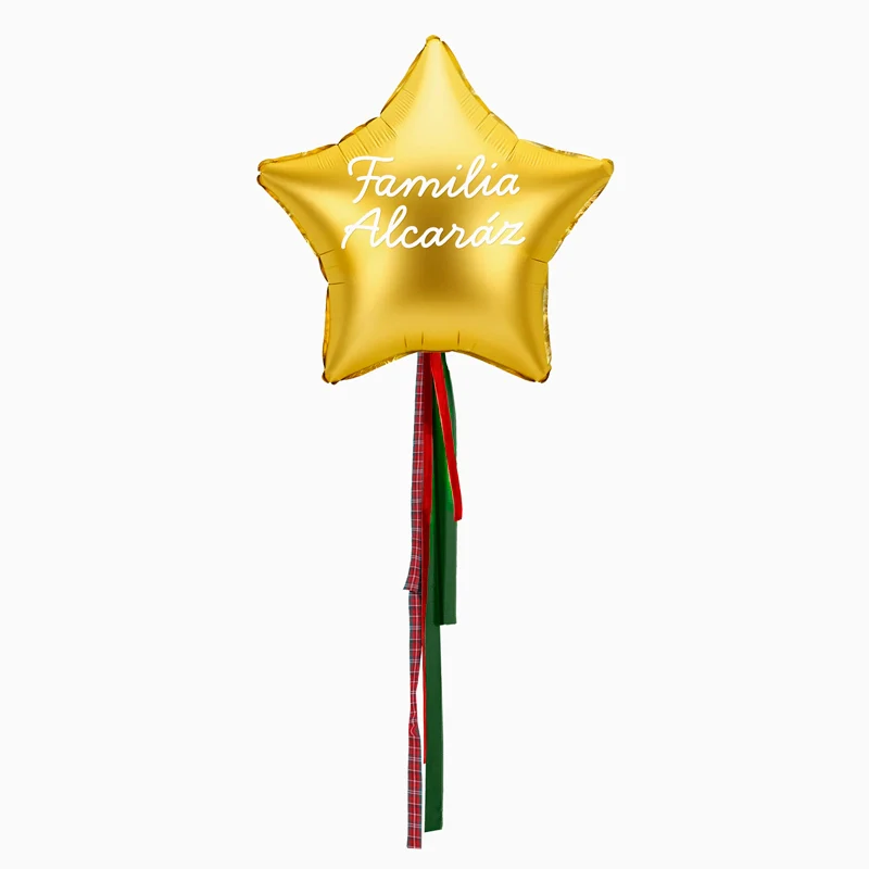 Globo Estrella Oro XL con Telas Familia 1 Apellido Vinilo Blanco - Image 2