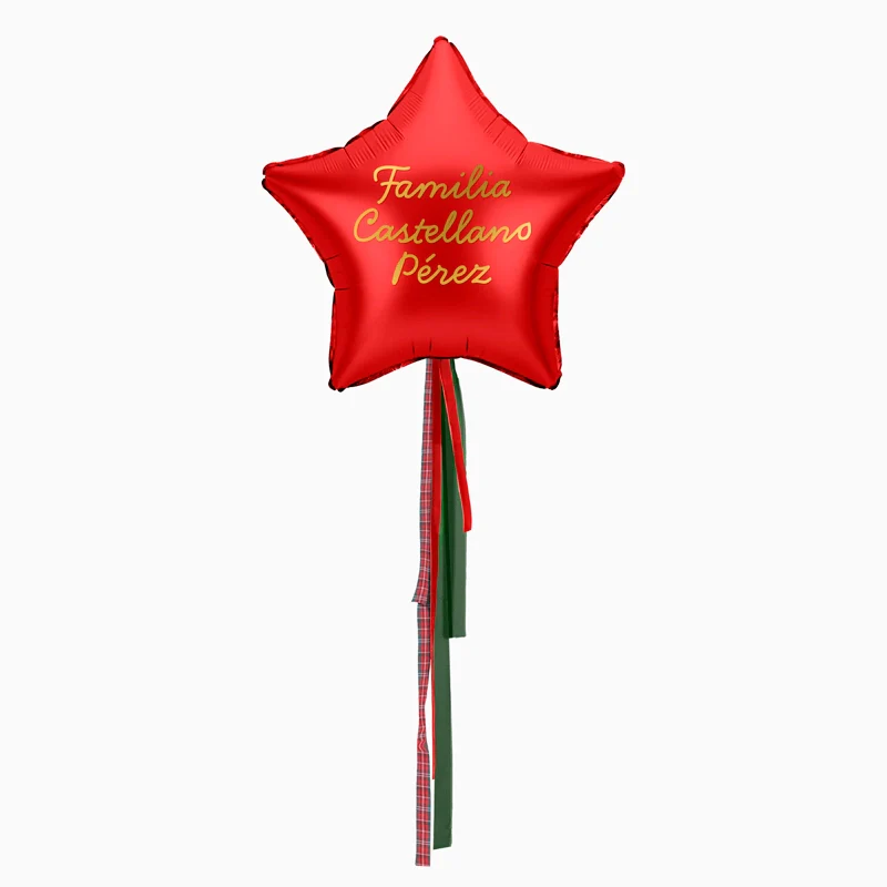 Globo Estrella Rojo XL con Telas Familia 2 Apellidos Vinilo Oro - Image 5