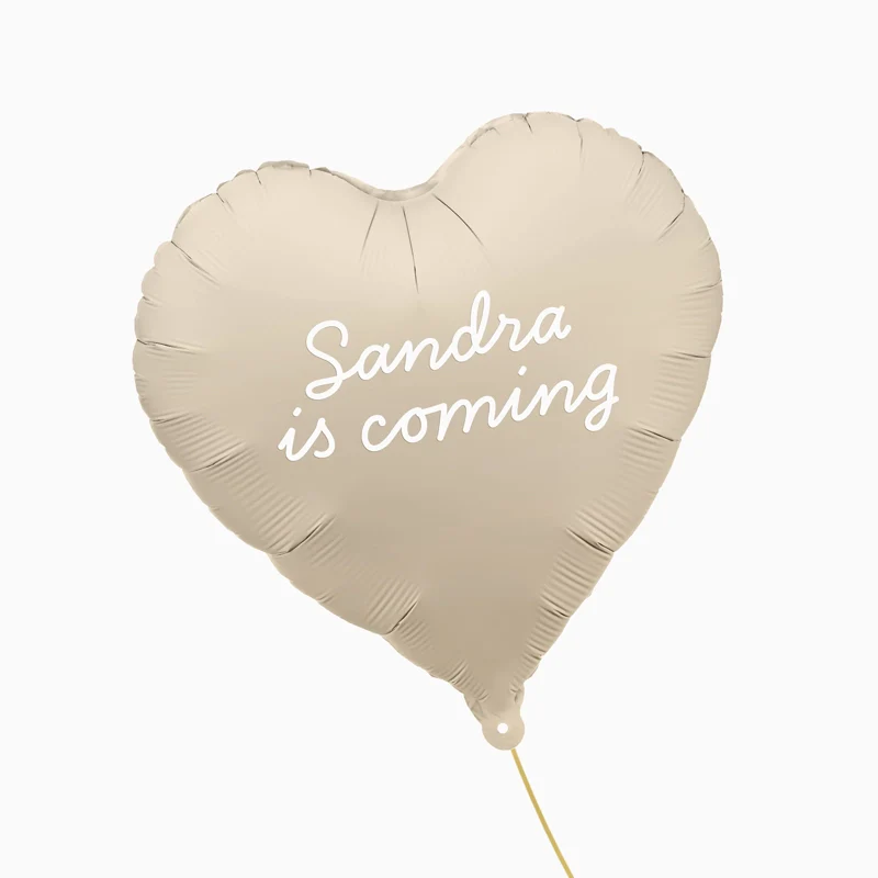 Globo Foil Mate 45 cm Corazón Crema Personalizado Frase Vinilo Blanco