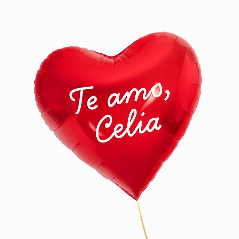 Globo Foil 45 cm Corazón Rojo Frase Personalizado Vinilo Blanco