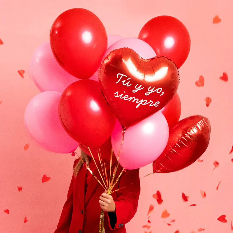 Globo Foil 45 cm Corazón Rojo Frase Personalizado Vinilo Blanco - Image 3