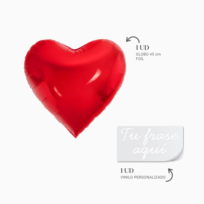 Globo Foil 45 cm Corazón Rojo Frase Personalizado Vinilo Blanco - Image 6