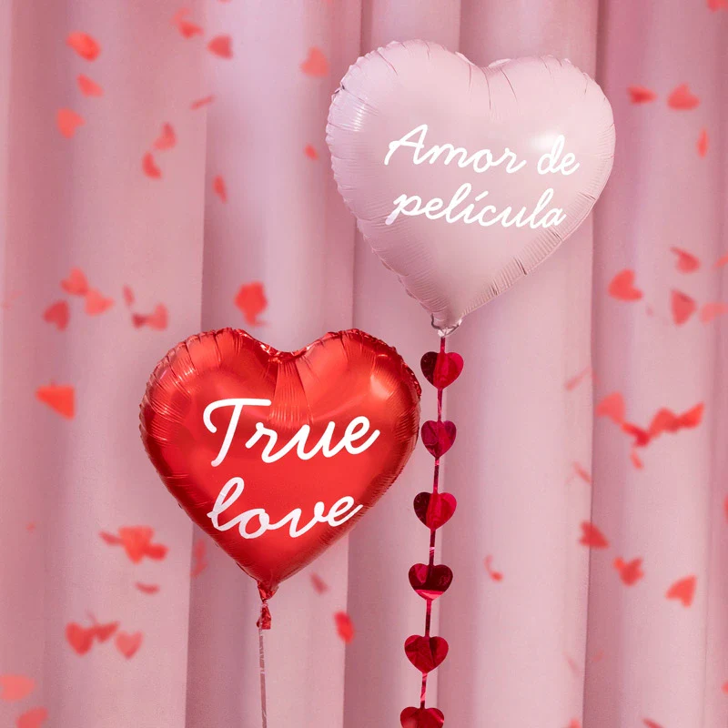 Globo Foil 45 cm Corazón Rojo Frase Personalizado Vinilo Blanco - Image 9
