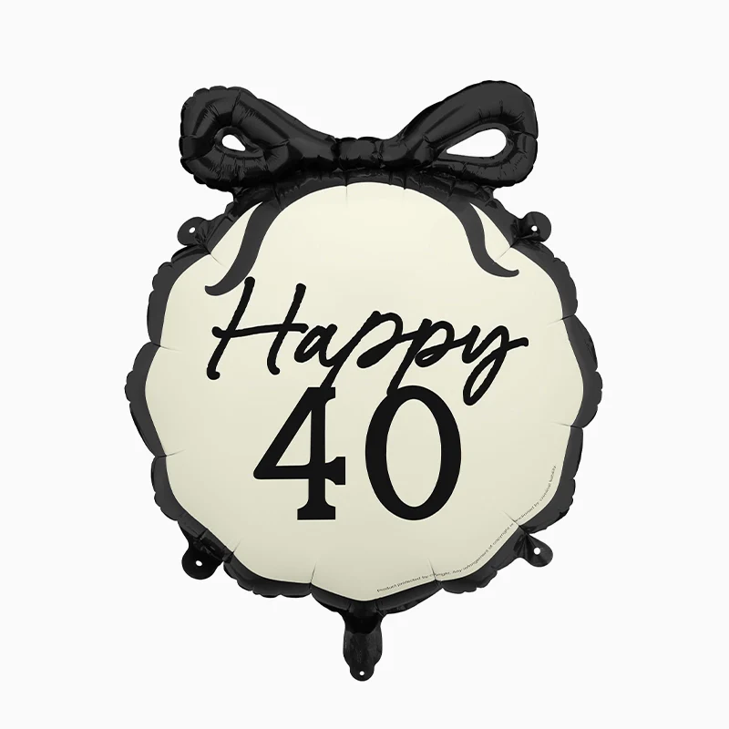 Globo Foil Ø 45 cm Redondo Negro y Crema 'Happy 40'