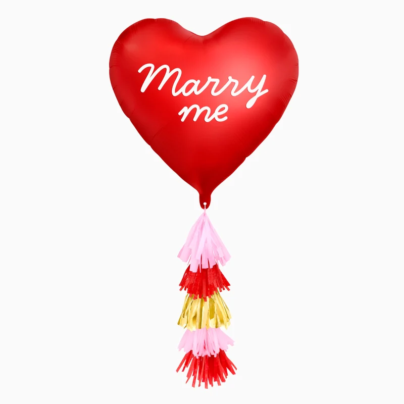 Globo Foil 75 cm Corazón Rojo Frase Personalizado Vinilo Blanco con Tassel Vertical - Image 6