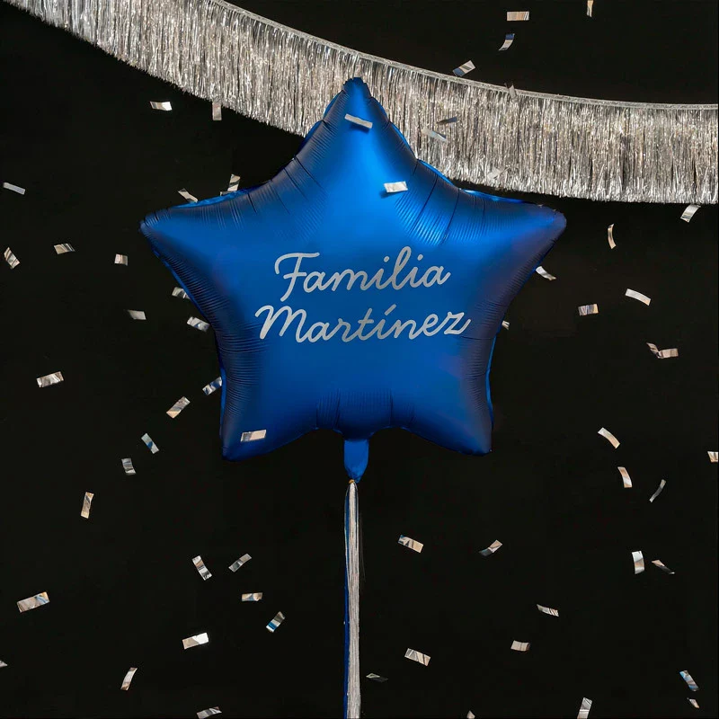 Globo Foil Estrella XL Azul Personalizado Frase Vinilo Blanco - Image 2