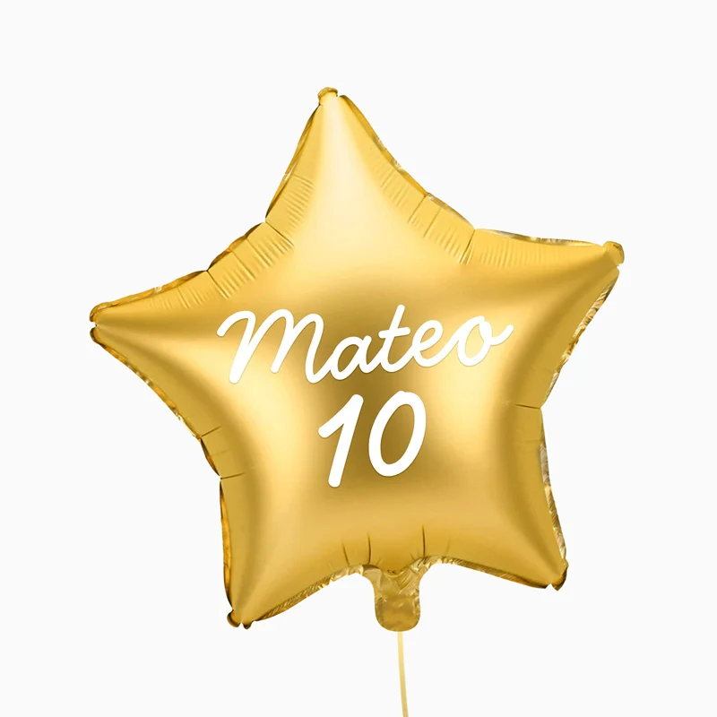Globo Foil Estrella Oro Personalizado Nombre y Edad Vinilo Blanco