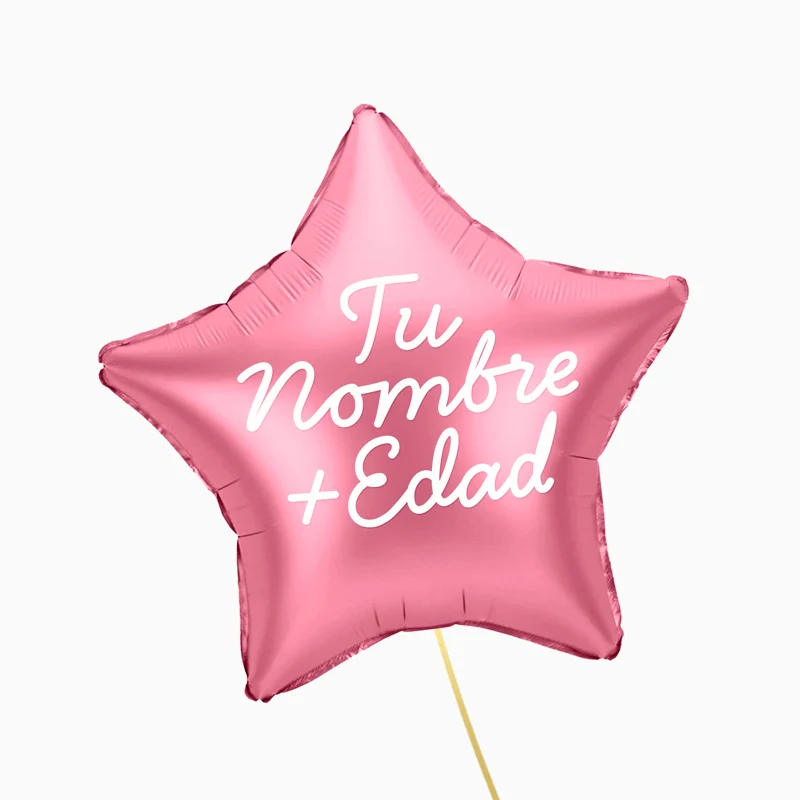 Globo Foil Estrella Rosa Personalizado Nombre y Edad Vinilo Blanco - Image 2