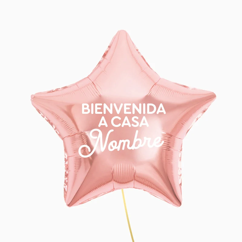 Globo Foil Estrella Rosa Personalizado Bienvenida a Casa Vinilo Blanco - Image 2