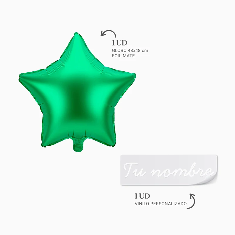 Globo Foil Estrella Verde Personalizado Bienvenido a Casa Vinilo Blanco - Image 3
