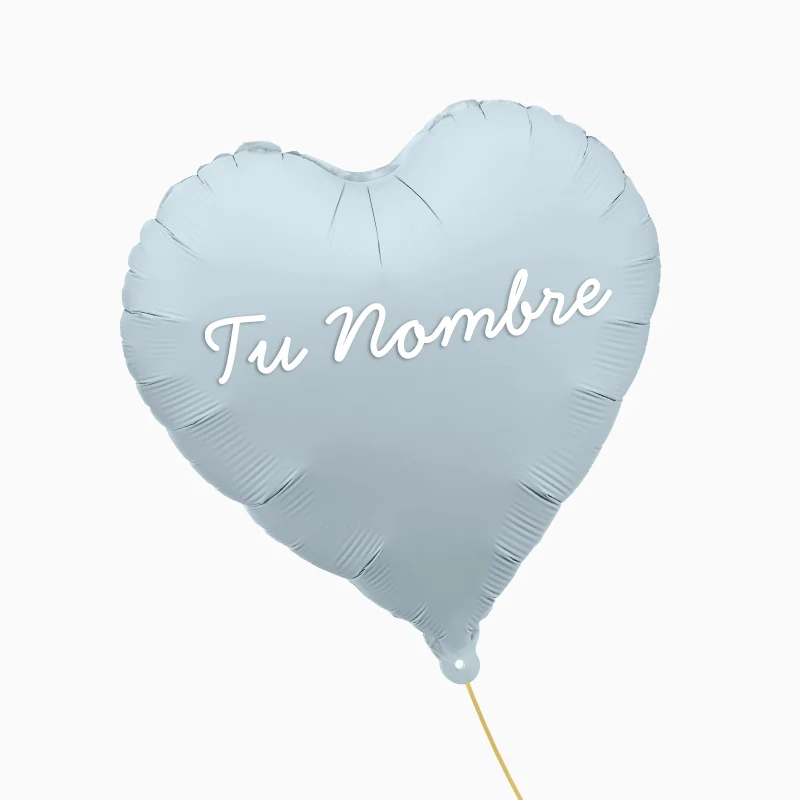 Globo Foil Mate Corazón Azul Pastel Personalizado Nombre Vinilo Blanco - Image 2
