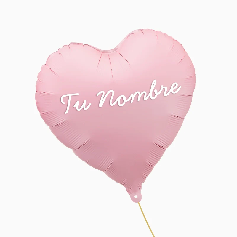 Globo Foil Mate Corazón Rosa Pastel Personalizado Nombre Vinilo Blanco - Image 2