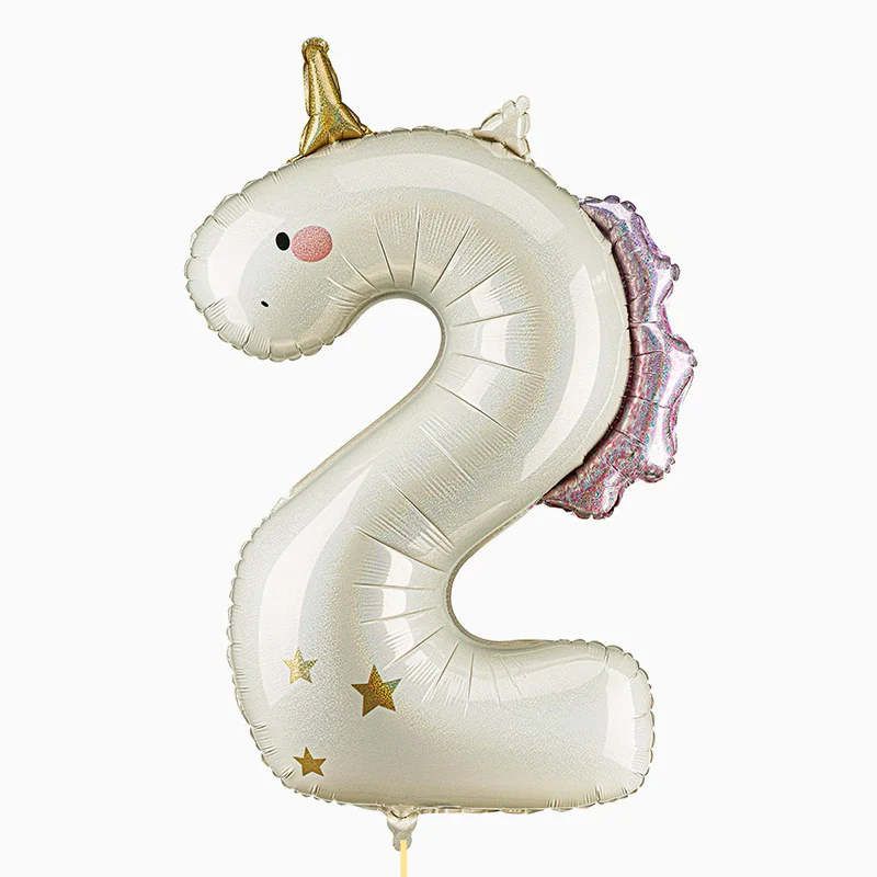 Globo Foil Número 2 Grande 93 cm Unicornio