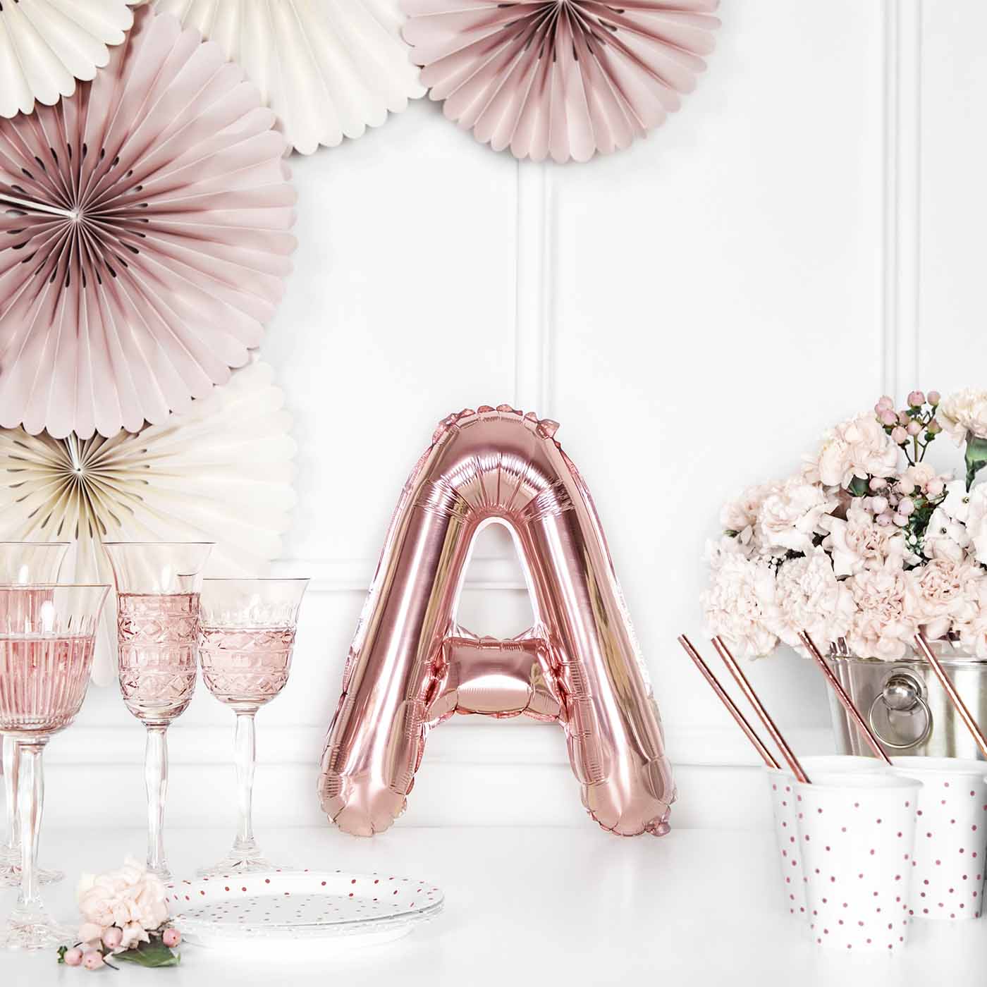 Globo Foil Pequeño 35 cm Letras Oro Rosa - Image 4