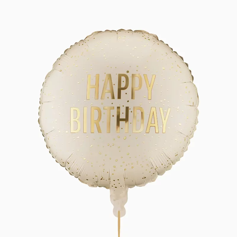 Globo Foil Redondo Ø 35 cm 'Happy Birthday' Crema