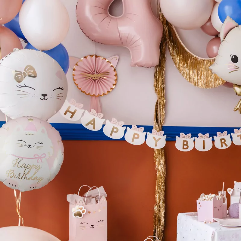 Globo Foil Redondo Ø 35 cm 'Happy Birthday' Gatitos - Image 2