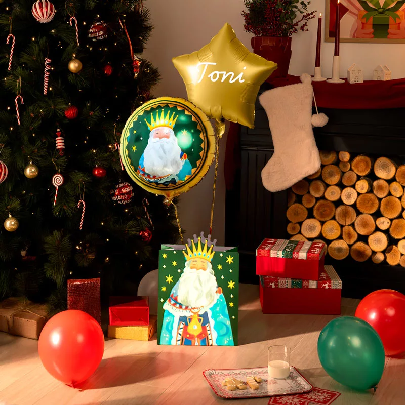 Globo Foil Rey Mago Melchor + Bolsa Regalo Grande + Estrella Oro Personalizado Vinilo Blanco - Image 2