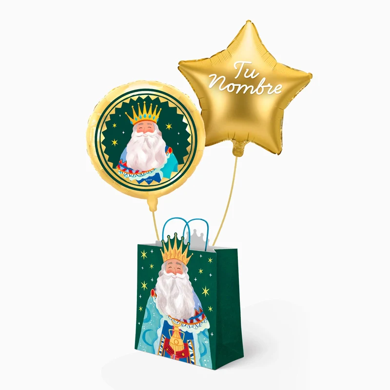 Globo Foil Rey Mago Melchor + Bolsa Regalo Grande + Estrella Oro Personalizado Vinilo Blanco - Image 3