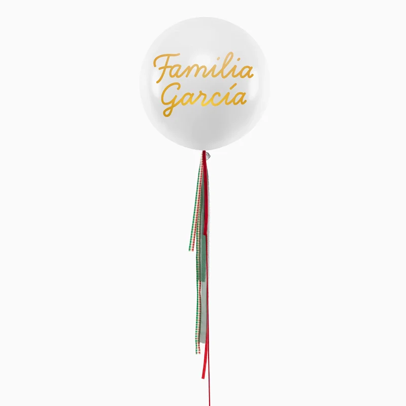 Globo Jumbo 60 cm Blanco con Telas Familia 1 Apellido Vinilo Oro - Image 4
