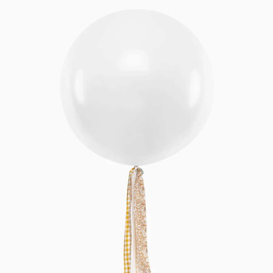 Globo Jumbo 60 cm Blanco Pastel Telas Vichy y Floral Ocre Sin Personalizar
