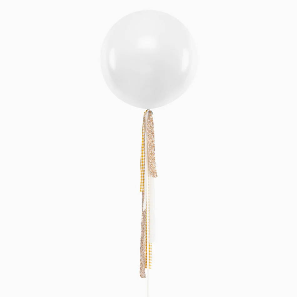 Globo Jumbo 60 cm Blanco Pastel Telas Vichy y Floral Ocre Sin Personalizar - Image 3