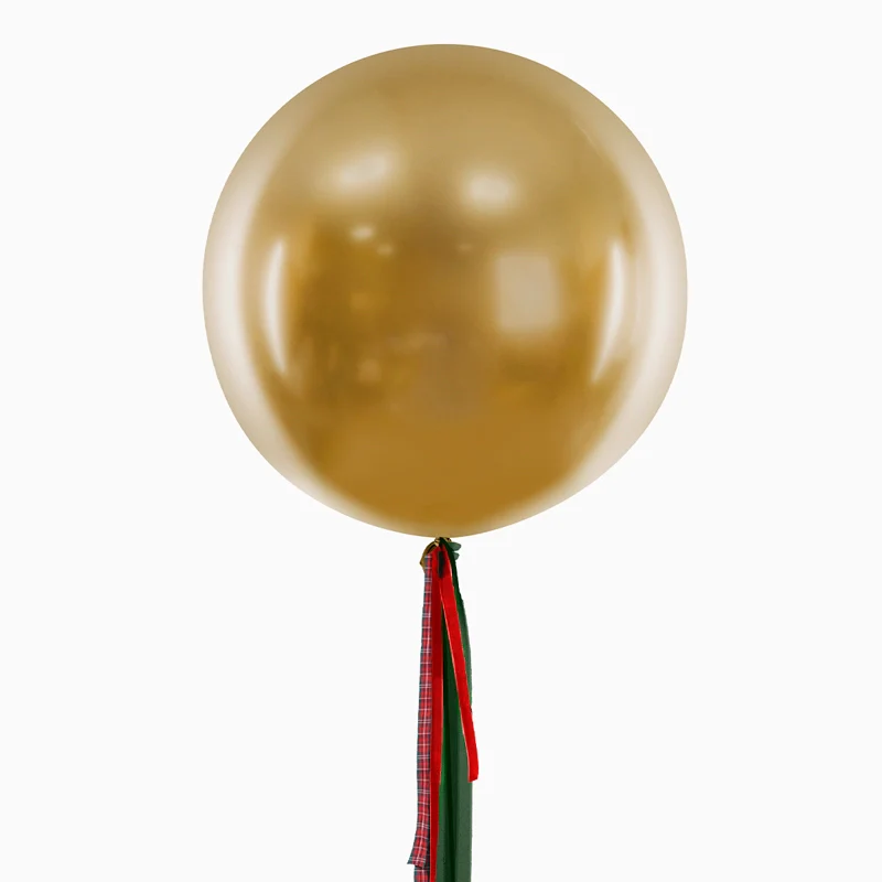 Globo Jumbo 60 cm Oro con Telas Navideñas Sin Personalizar