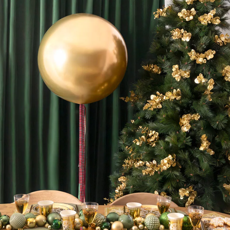 Globo Jumbo 60 cm Oro con Telas Navideñas Sin Personalizar - Image 2