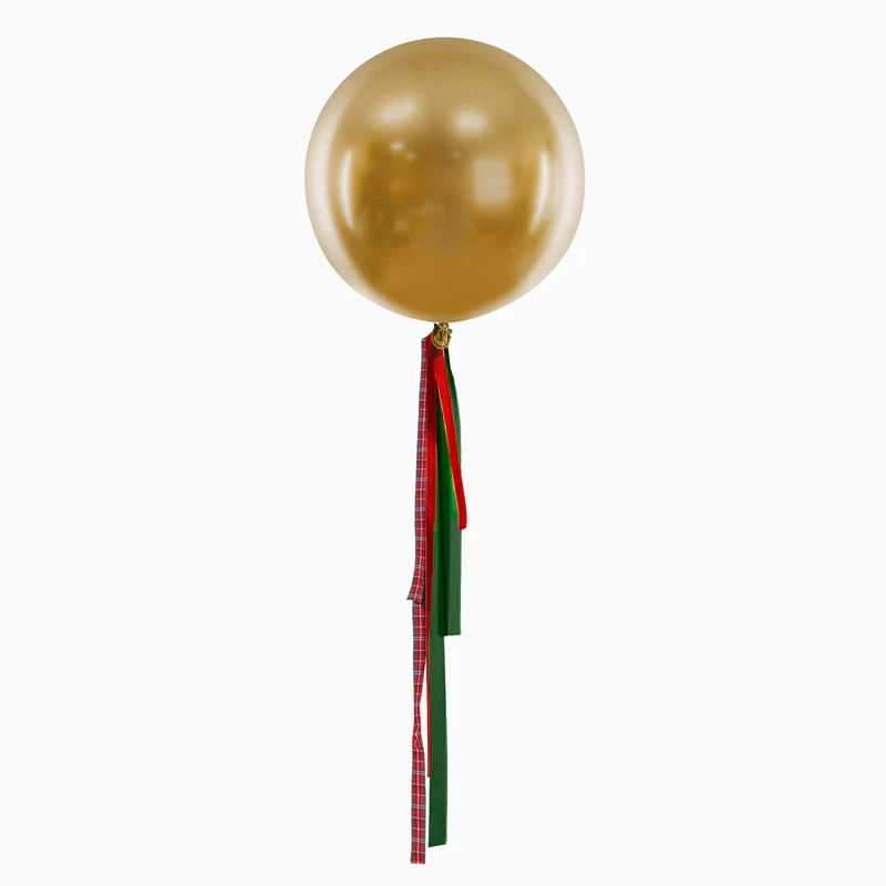 Globo Jumbo 60 cm Oro con Telas Navideñas Sin Personalizar - Image 3