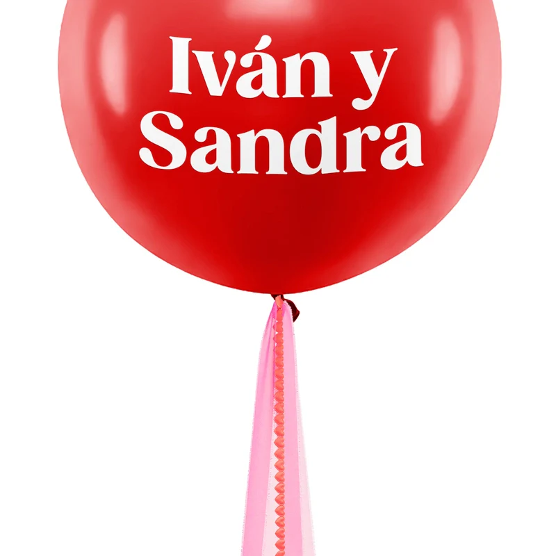 Globo Jumbo 60 cm Rojo Telas Corazón Personalizado Vinilo Blanco - Image 6