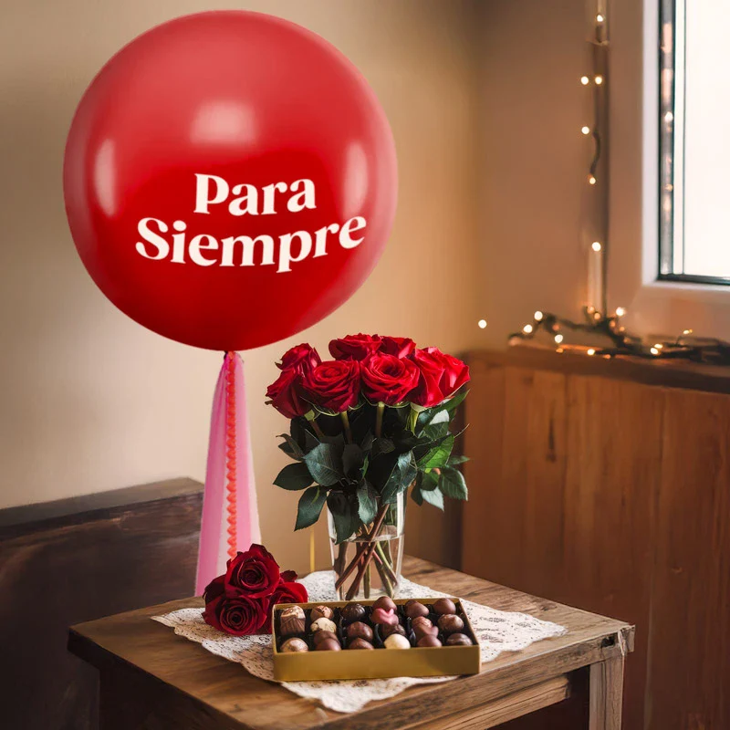 Globo Jumbo 60 cm Rojo Telas Corazón Personalizado Vinilo Blanco - Image 8