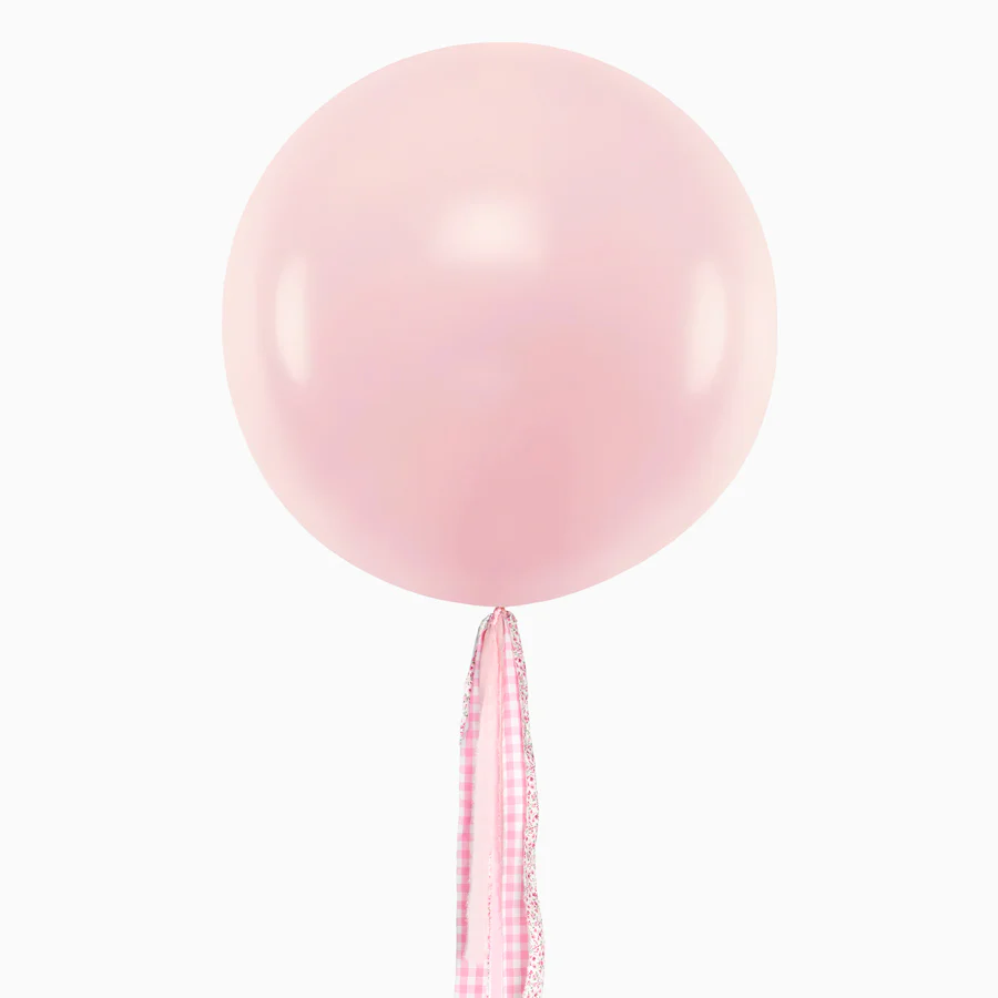 Globo Jumbo 60 cm Rosa Claro Pastel Telas Floral y Vichy Rosa Sin Personalización