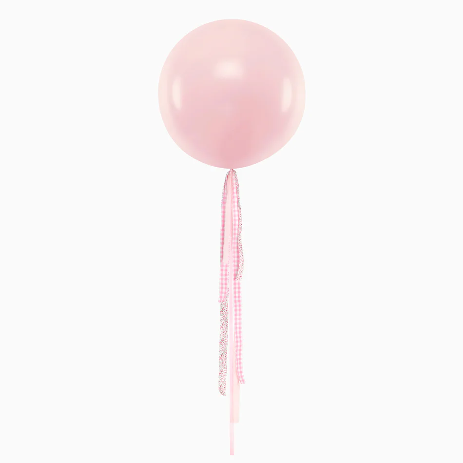 Globo Jumbo 60 cm Rosa Claro Pastel Telas Floral y Vichy Rosa Sin Personalización - Image 2
