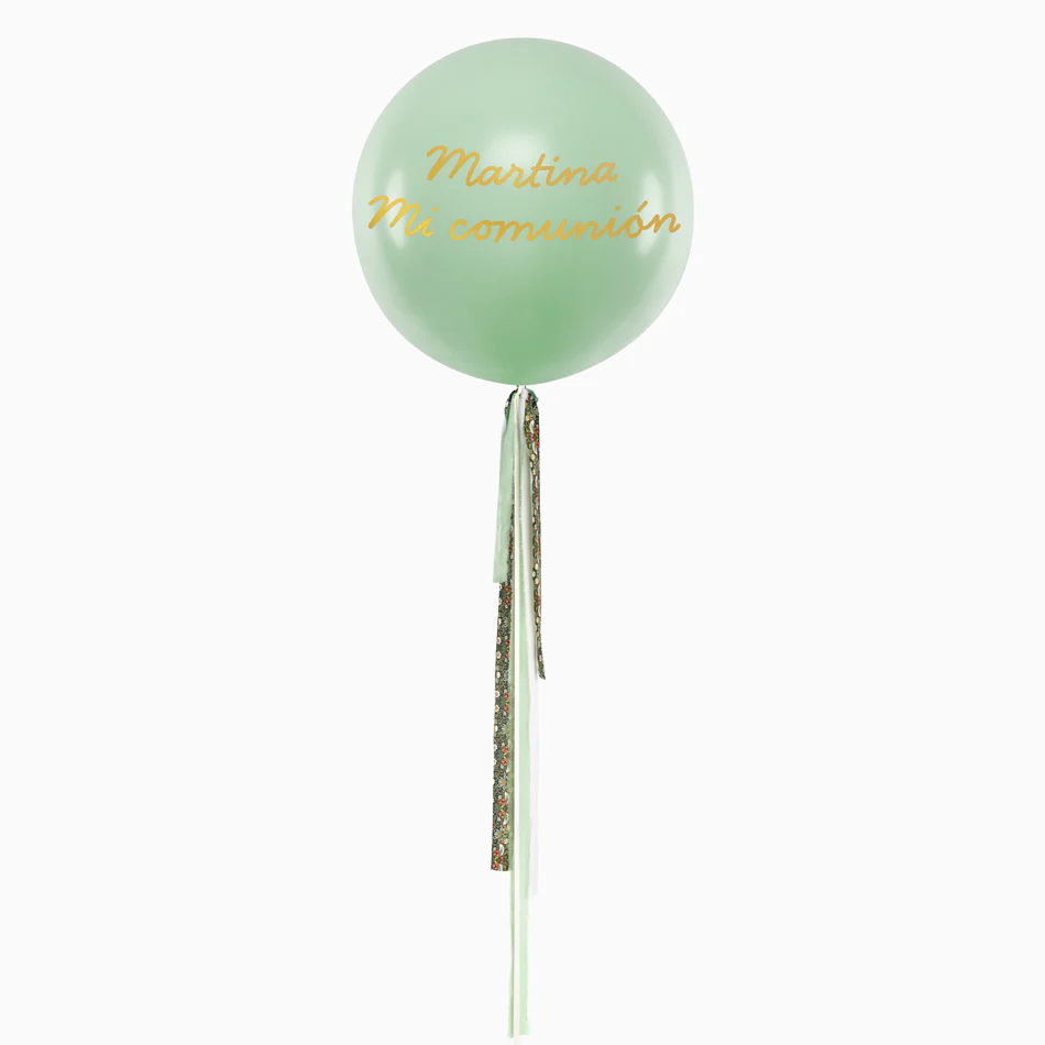 Globo Jumbo 60 cm Verde Claro Pastel Telas Floral Verde Personalizado Vinilo Oro - Image 3