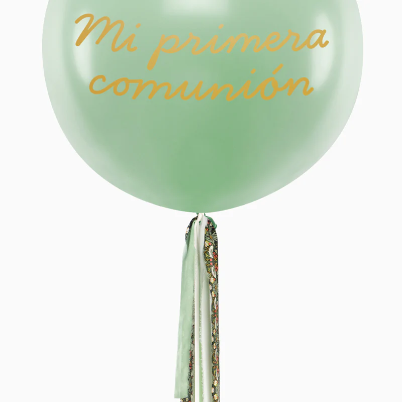Globo Jumbo 60 cm Verde Claro Pastel Telas Floral Verde Personalizado Vinilo Oro - Image 5