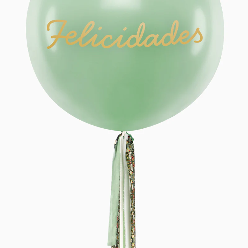 Globo Jumbo 60 cm Verde Claro Pastel Telas Floral Verde Personalizado Vinilo Oro - Image 6