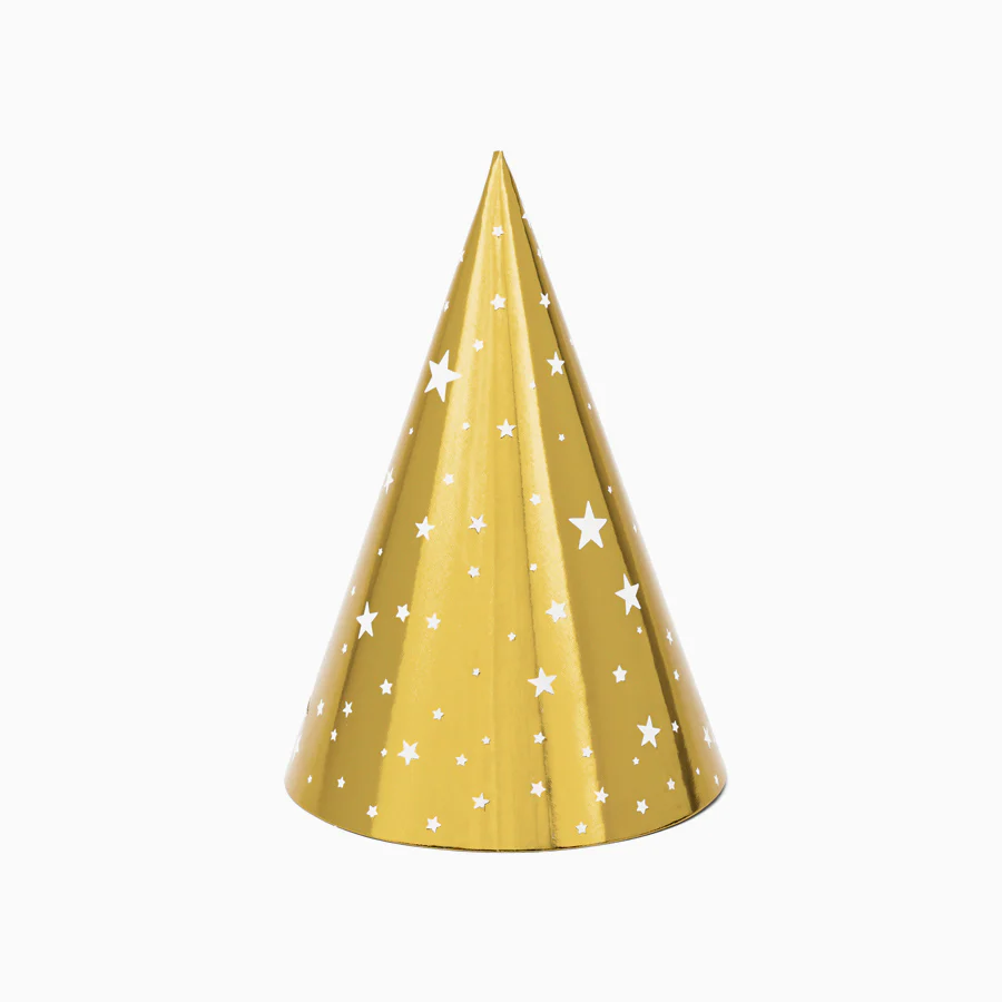 Gorros Fiesta Estrellas Nochevieja Oro