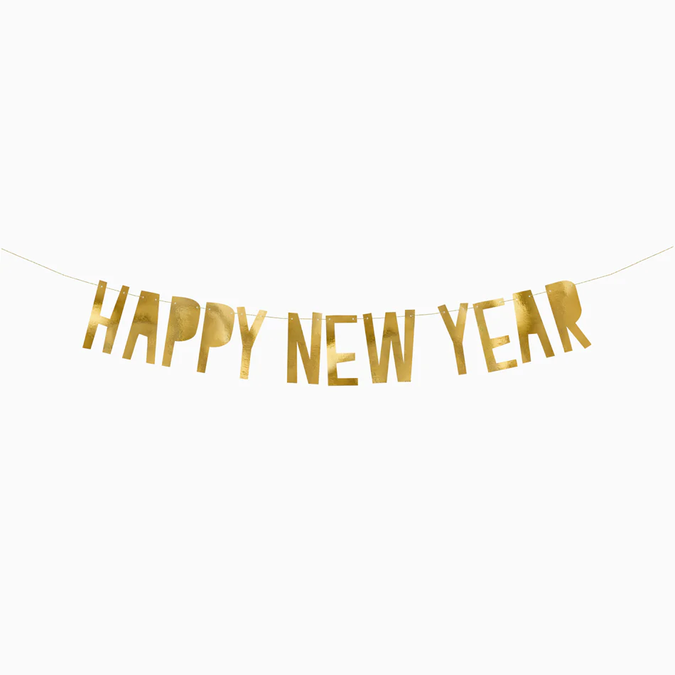Guirnalda Cartón Mini "Happy New Year" Metalizada