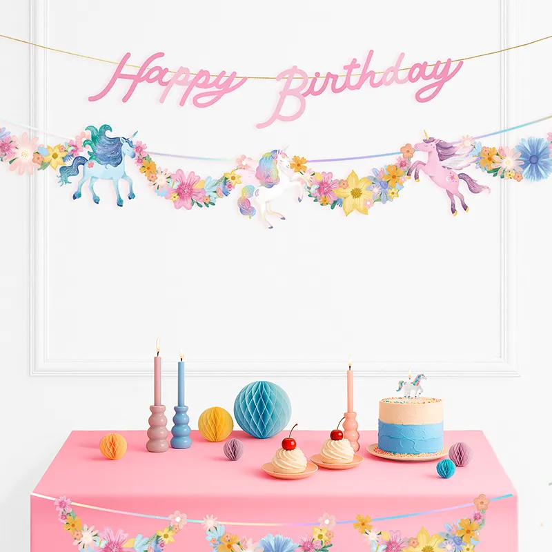 Guirnalda Doble Cartón 'Happy Birthday' Unicornios Mágicos 3.10 m - Image 4