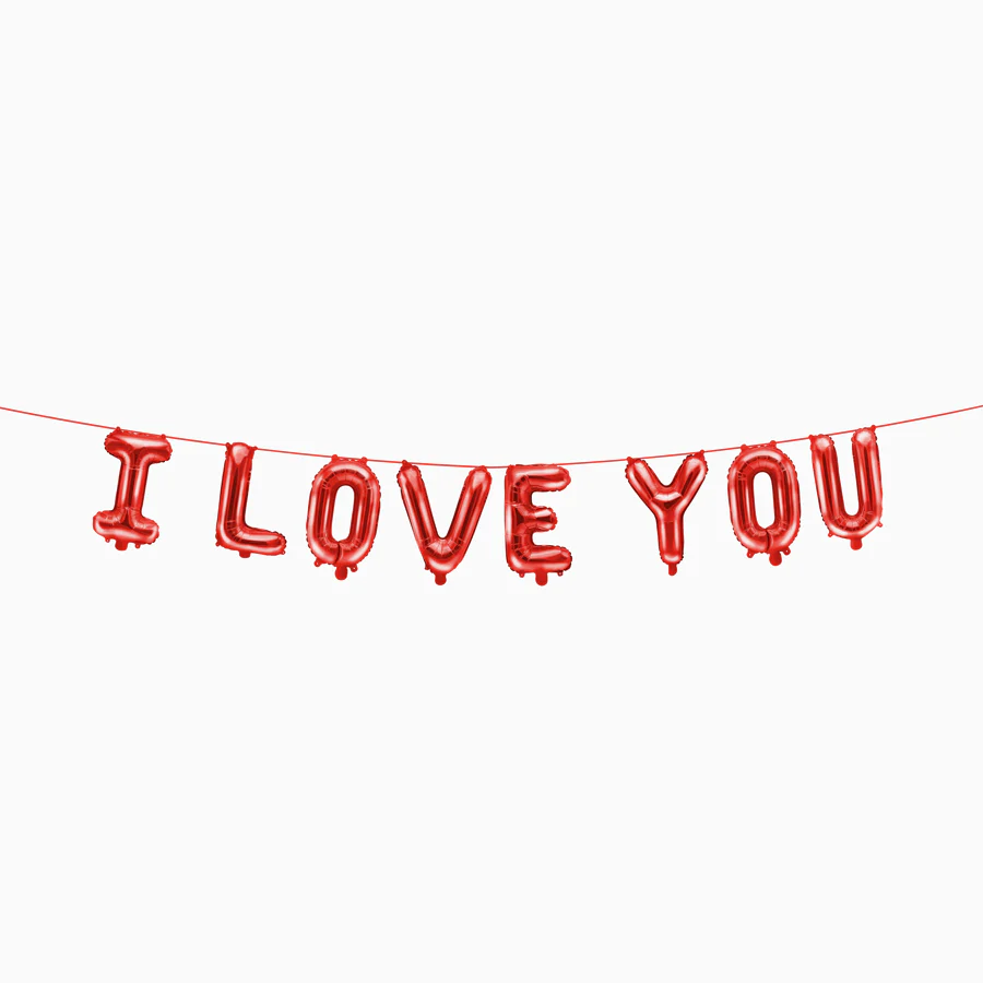 Guirnalda Globos Foil "I Love You" Rojo San Valentín