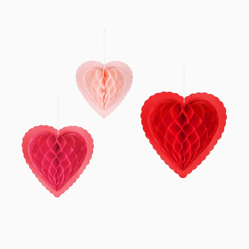 Honeycombs Papel Corazones 20–30 cm San Valentín