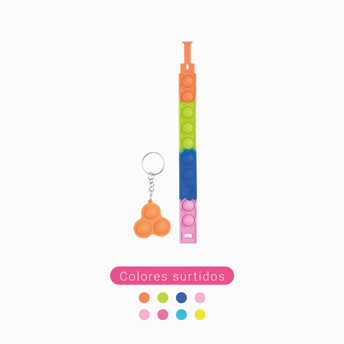 Relleno Piñata Juguete Pulsera y Llavero Pop It Colores Surtidos