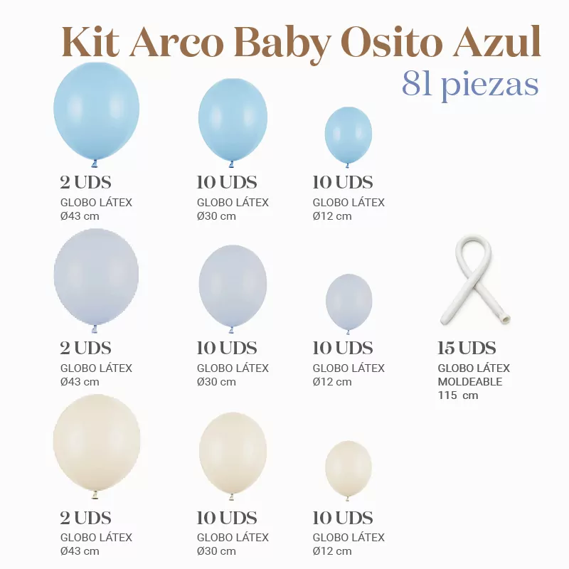Kit Arco Globos Baby Osito Azul - Image 2