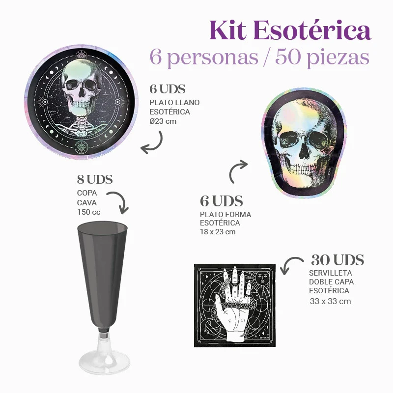 Kit Mesa Basic Esotérico 6 Personas 50 piezas - Image 4