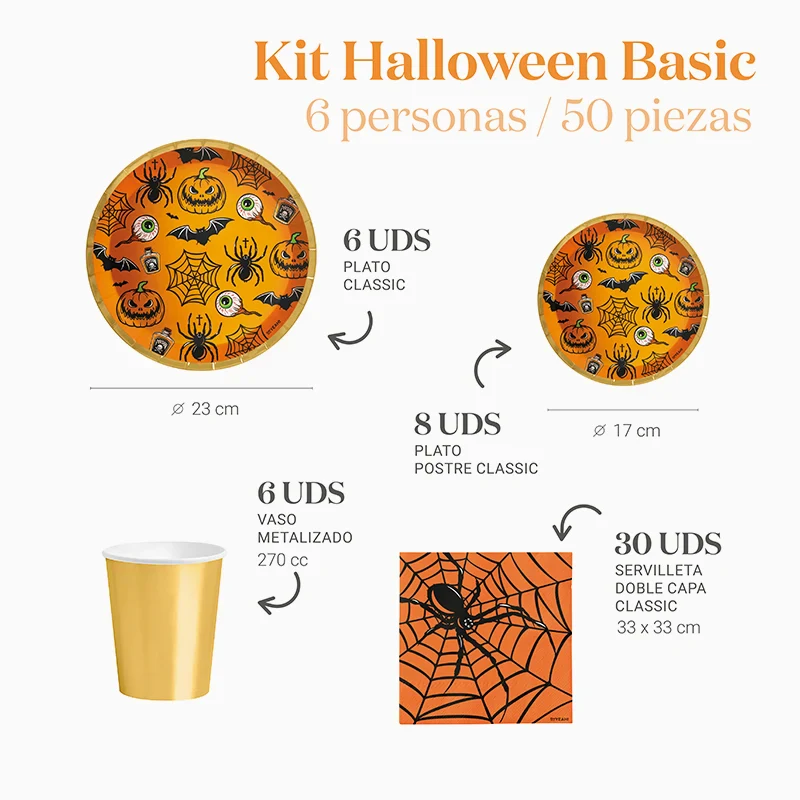 Kit Mesa Basic Halloween 6 Personas 50 piezas - Image 3