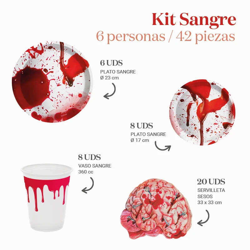 Kit Mesa Basic Sangre 6 Personas 42 piezas - Image 3